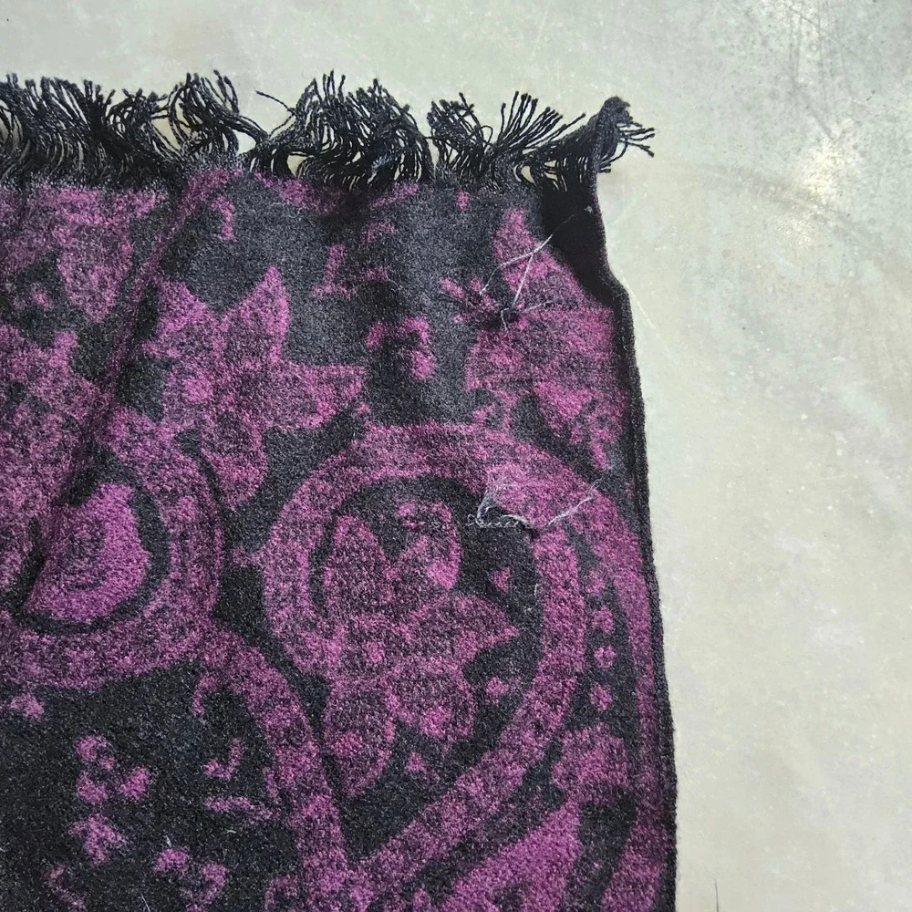 Purple Paisley Scarf‎ with Fringe Women's Fashion Accessory